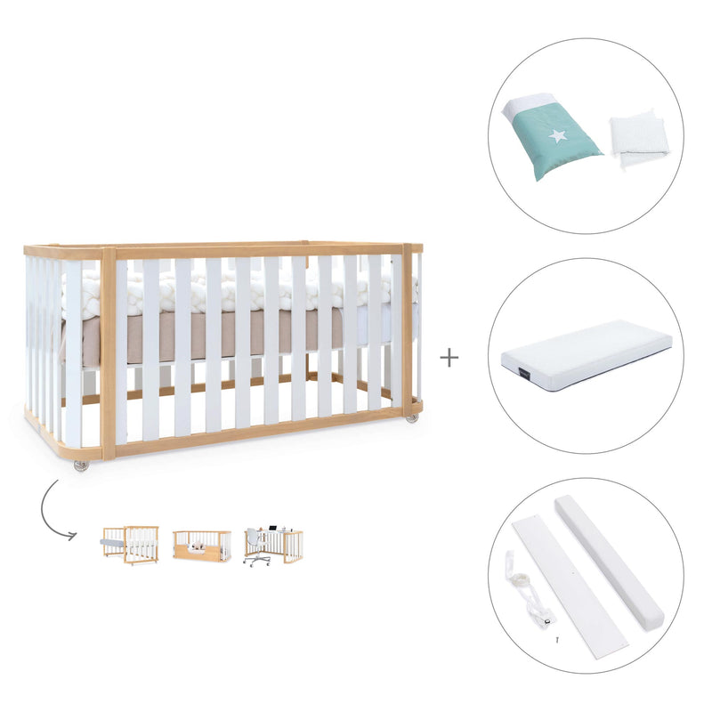 Lit bébé-Lit d'enfant 70x140 cm (3in1) bois/blanc · Crea Plus Due C350-M5011