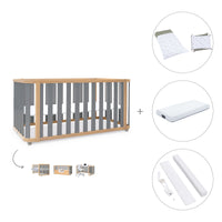 Cot-bed 70x140 cm (3in1) wooden/grey · Crea Plus Due C350-M5058