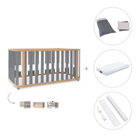 Cot-bed 70x140 cm (3in1) wooden/grey · Crea Plus Due C350-M5058