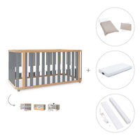 Lit bébé-Lit d'enfant 70x140 cm (3in1) bois/gris · Crea Plus Due C350-M5058