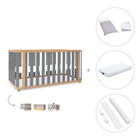 Lit bébé-Lit d'enfant 70x140 cm (3in1) bois/gris · Crea Plus Due C350-M5058