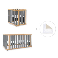 Babywiege, babybett und Bett (4in1) Holz/grau · Crea Plus Tre C351-M5058