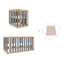 Babywiege, babybett und Bett (4in1) Holz/grau · Crea Plus Tre C351-M5058