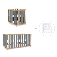 Babywiege, babybett und Bett (4in1) Holz/grau · Crea Plus Tre C351-M5058