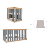 Babywiege, babybett und Bett (4in1) Holz/grau · Crea Plus Tre C351-M5058