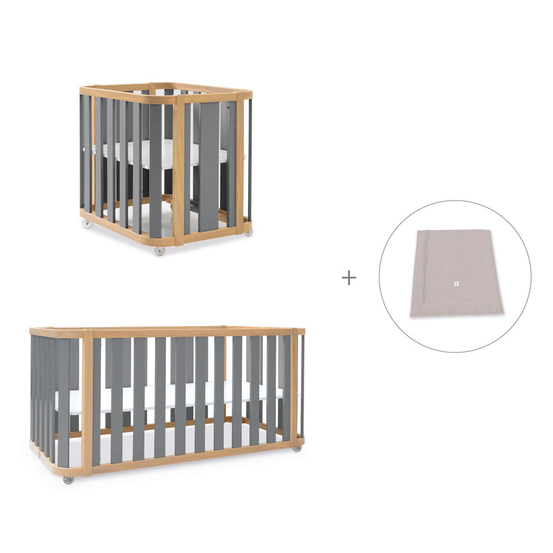 Babywiege, babybett und Bett (4in1) Holz/grau · Crea Plus Tre C351-M5058