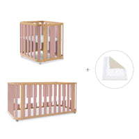 Babywiege, babybett und Bett (4in1) Holz/rosa · Crea Plus Tre C351-M5059