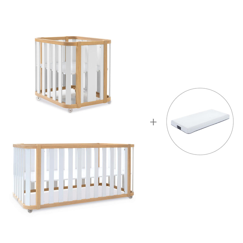 Crib, cot and bed (4in1) wooden/white · Crea Plus Tre C351-M5011
