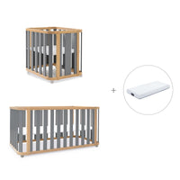 Babywiege, babybett und Bett (4in1) Holz/grau · Crea Plus Tre C351-M5058