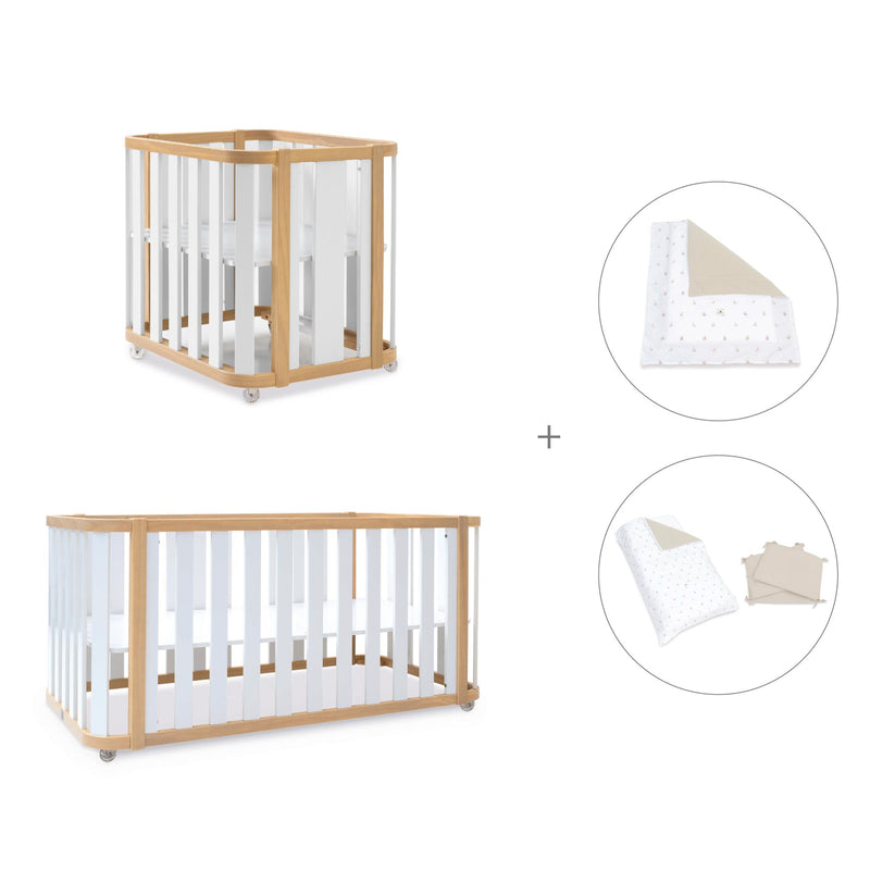 Crib, cot and bed (4in1) wooden/white · Crea Plus Tre C351-M5011