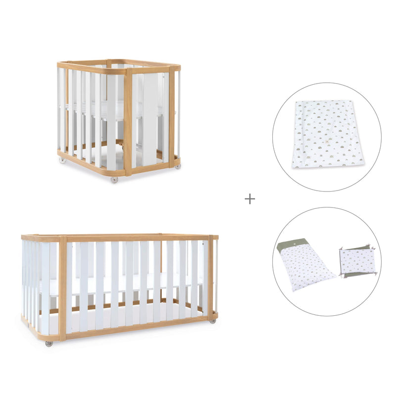 Crib, cot and bed (4in1) wooden/white · Crea Plus Tre C351-M5011
