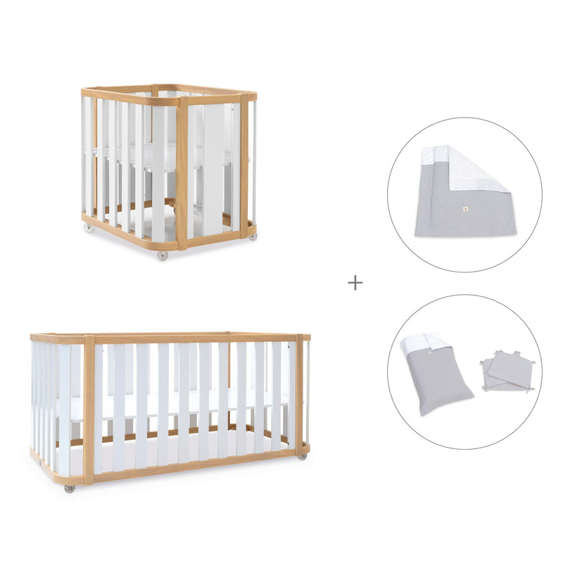 Crib, cot and bed (4in1) wooden/white · Crea Plus Tre C351-M5011