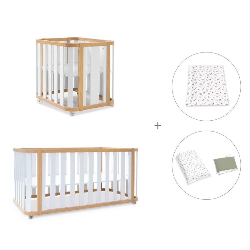 Crib, cot and bed (4in1) wooden/white · Crea Plus Tre C351-M5011