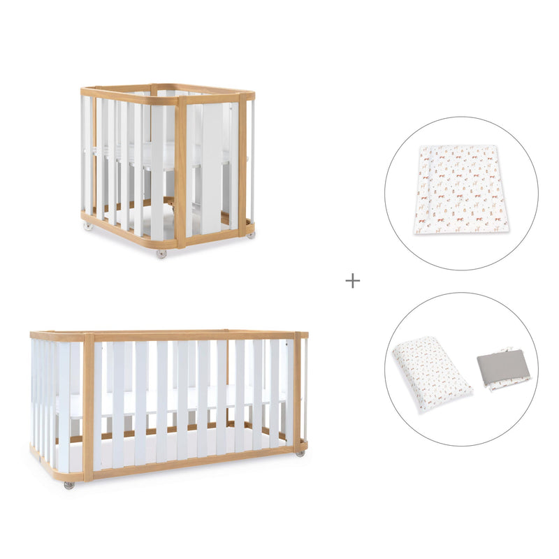 Crib, cot and bed (4in1) wooden/white · Crea Plus Tre C351-M5011