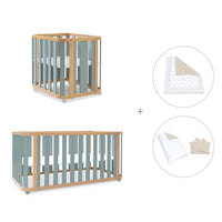 Mini berço, berço e cama (4in1) madeira/verde · Crea Plus Tre C351-M5057