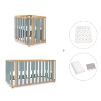 Mini berço, berço e cama (4in1) madeira/verde · Crea Plus Tre C351-M5057