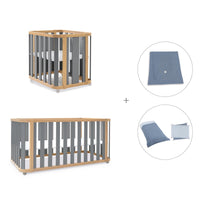 Babywiege, babybett und Bett (4in1) Holz/grau · Crea Plus Tre C351-M5058