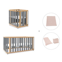Babywiege, babybett und Bett (4in1) Holz/grau · Crea Plus Tre C351-M5058