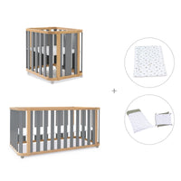 Babywiege, babybett und Bett (4in1) Holz/grau · Crea Plus Tre C351-M5058