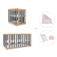 Babywiege, babybett und Bett (4in1) Holz/grau · Crea Plus Tre C351-M5058