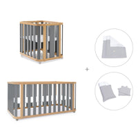Babywiege, babybett und Bett (4in1) Holz/grau · Crea Plus Tre C351-M5058