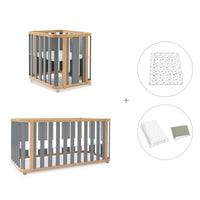 Babywiege, babybett und Bett (4in1) Holz/grau · Crea Plus Tre C351-M5058