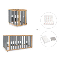 Babywiege, babybett und Bett (4in1) Holz/grau · Crea Plus Tre C351-M5058