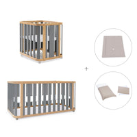 Babywiege, babybett und Bett (4in1) Holz/grau · Crea Plus Tre C351-M5058