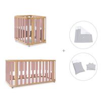 Babywiege, babybett und Bett (4in1) Holz/rosa · Crea Plus Tre C351-M5059