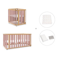 Babywiege, babybett und Bett (4in1) Holz/rosa · Crea Plus Tre C351-M5059