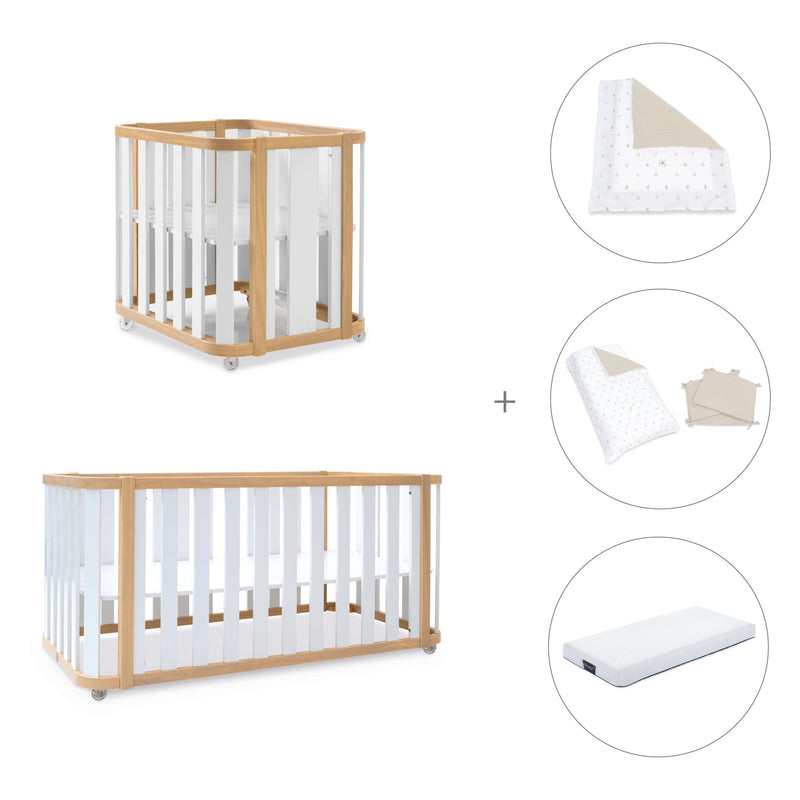 Crib, cot and bed (4in1) wooden/white · Crea Plus Tre C351-M5011