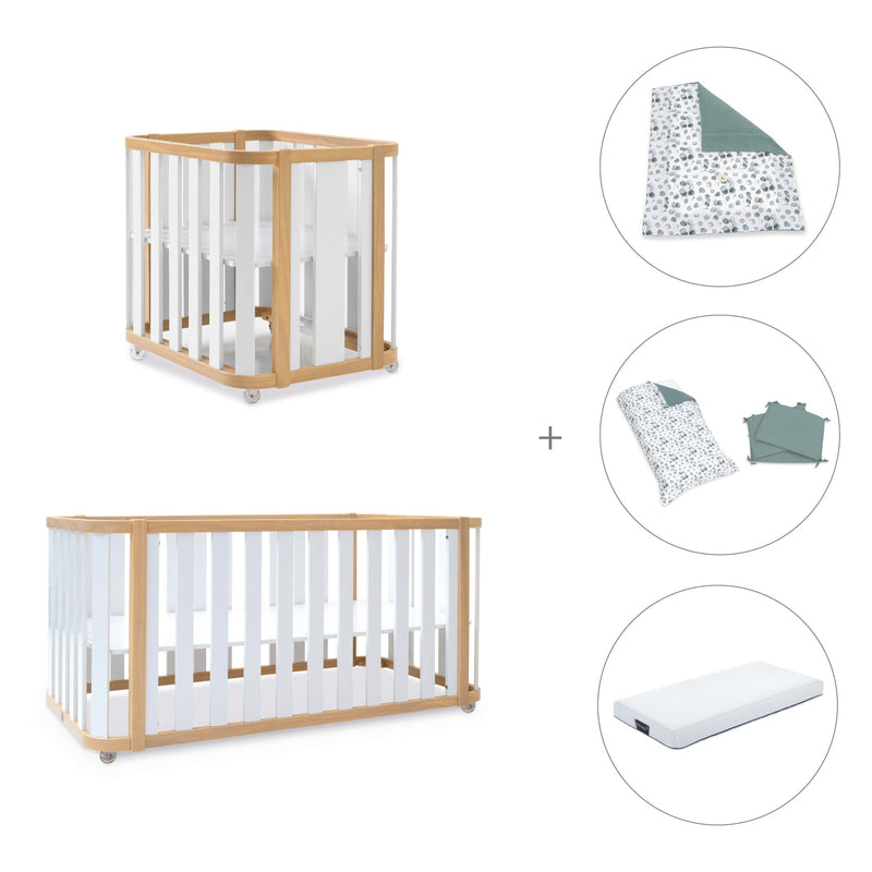 Crib, cot and bed (4in1) wooden/white · Crea Plus Tre C351-M5011