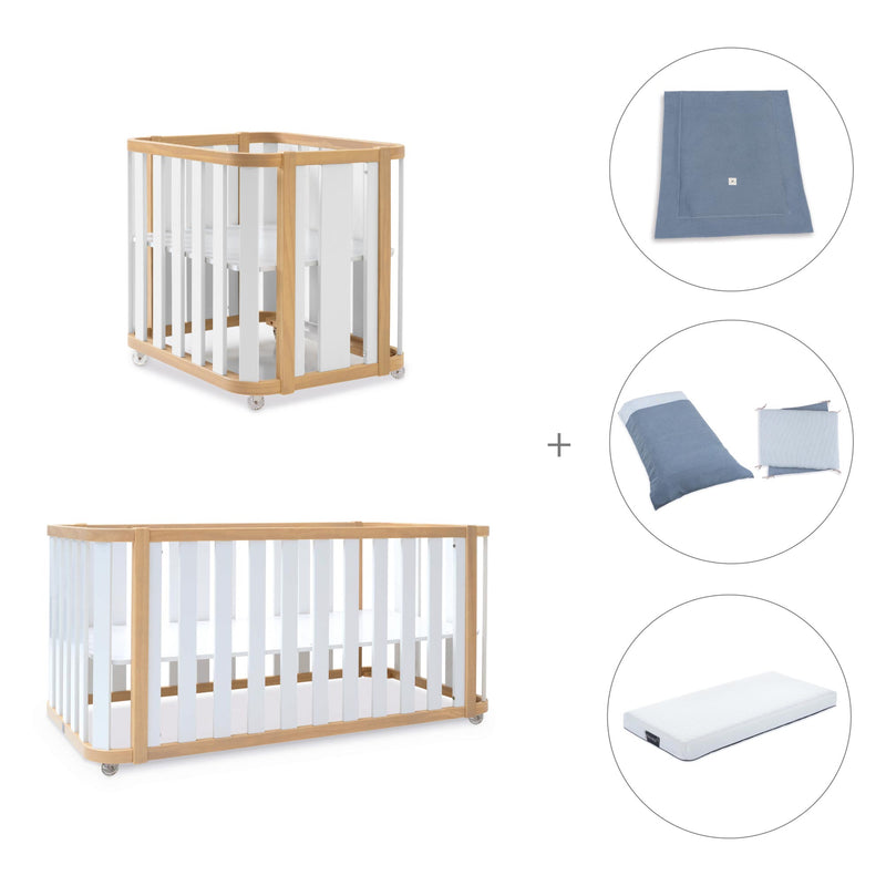 Crib, cot and bed (4in1) wooden/white · Crea Plus Tre C351-M5011
