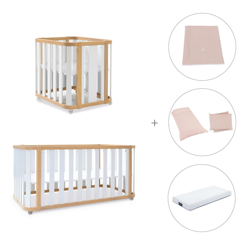Crib, cot and bed (4in1) wooden/white · Crea Plus Tre C351-M5011