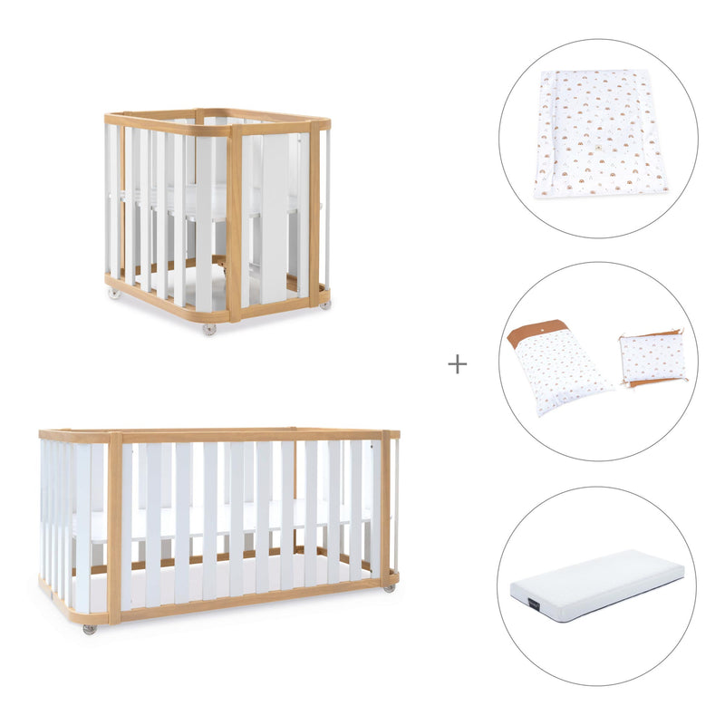 Crib, cot and bed (4in1) wooden/white · Crea Plus Tre C351-M5011