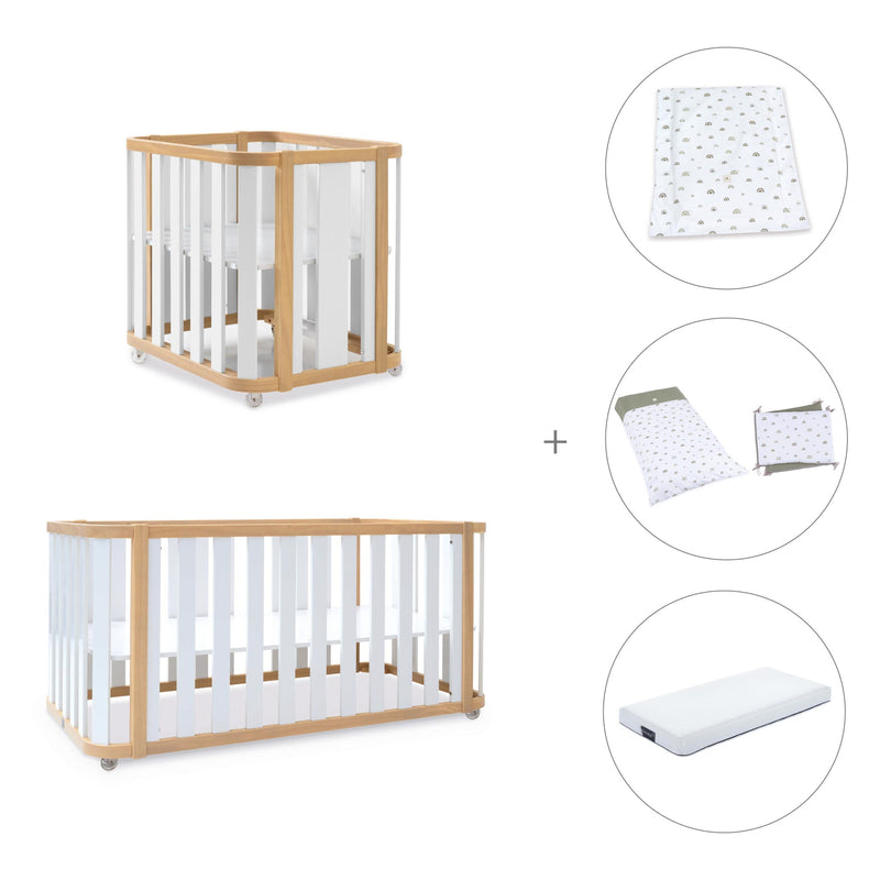 Crib, cot and bed (4in1) wooden/white · Crea Plus Tre C351-M5011