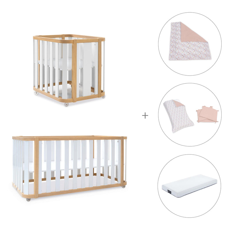 Crib, cot and bed (4in1) wooden/white · Crea Plus Tre C351-M5011