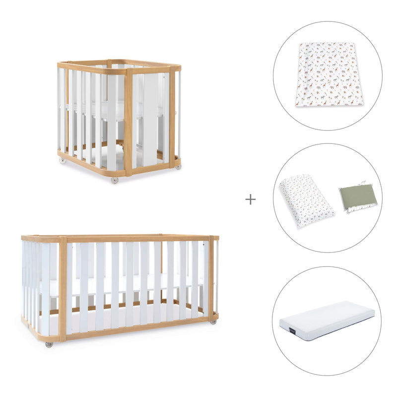 Crib, cot and bed (4in1) wooden/white · Crea Plus Tre C351-M5011