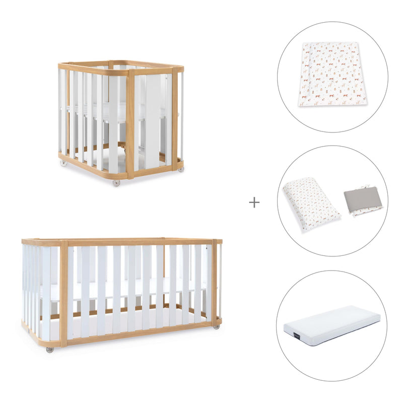 Crib, cot and bed (4in1) wooden/white · Crea Plus Tre C351-M5011