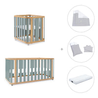 Mini berço, berço e cama (4in1) madeira/verde · Crea Plus Tre C351-M5057