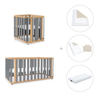 Babywiege, babybett und Bett (4in1) Holz/grau · Crea Plus Tre C351-M5058