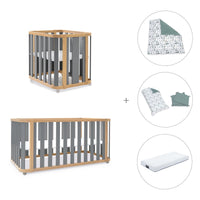 Babywiege, babybett und Bett (4in1) Holz/grau · Crea Plus Tre C351-M5058