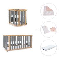 Babywiege, babybett und Bett (4in1) Holz/grau · Crea Plus Tre C351-M5058