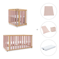 Babywiege, babybett und Bett (4in1) Holz/rosa · Crea Plus Tre C351-M5059