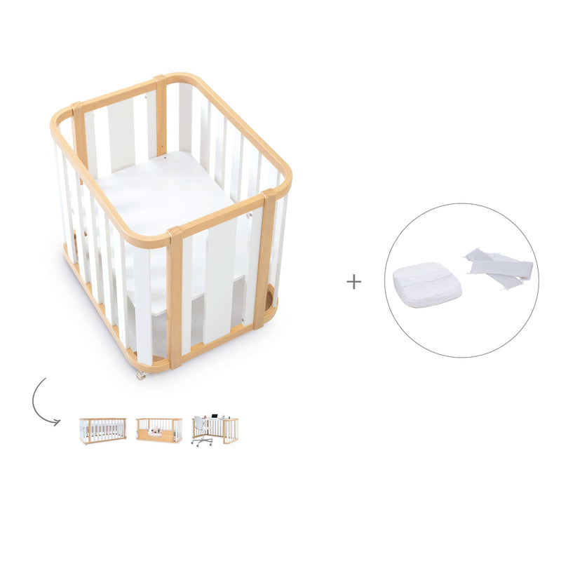 Babywiege, babybett und Bett (4in1) Holz/weiss · Crea Plus Tre C351-M5011