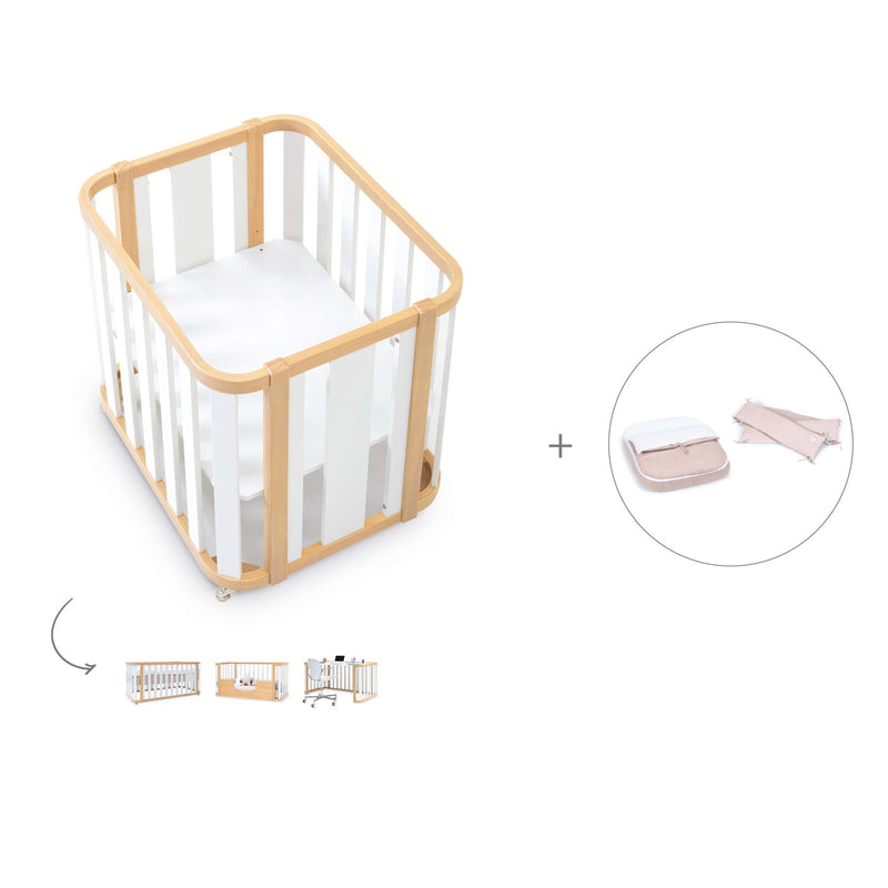 Crib, cot and bed (4in1) wooden/white · Crea Plus Tre C351-M5011