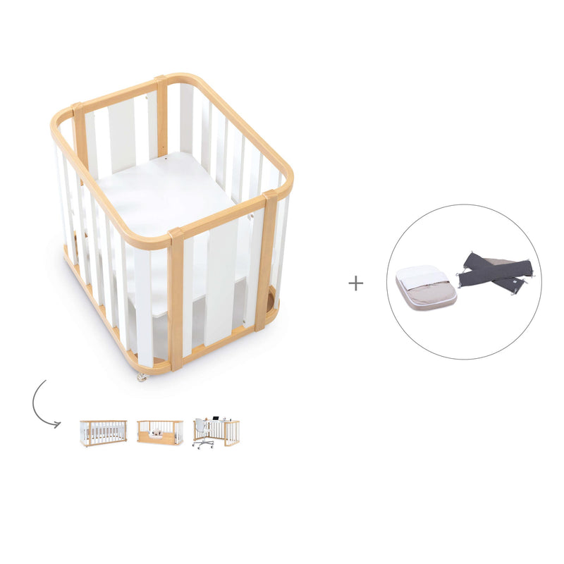 Babywiege, babybett und Bett (4in1) Holz/weiss · Crea Plus Tre C351-M5011