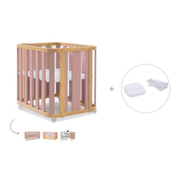 Berceau, lit bébé et lit d'enfant (4in1) bois/rose · Crea Plus Tre C351-M5059