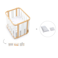 Mini berço, berço e cama (4in1) madeira/branco · Crea Plus Tre C351-M5011