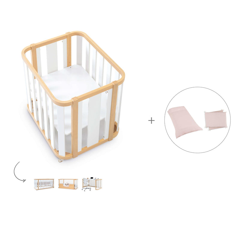 Babywiege, babybett und Bett (4in1) Holz/weiss · Crea Plus Tre C351-M5011